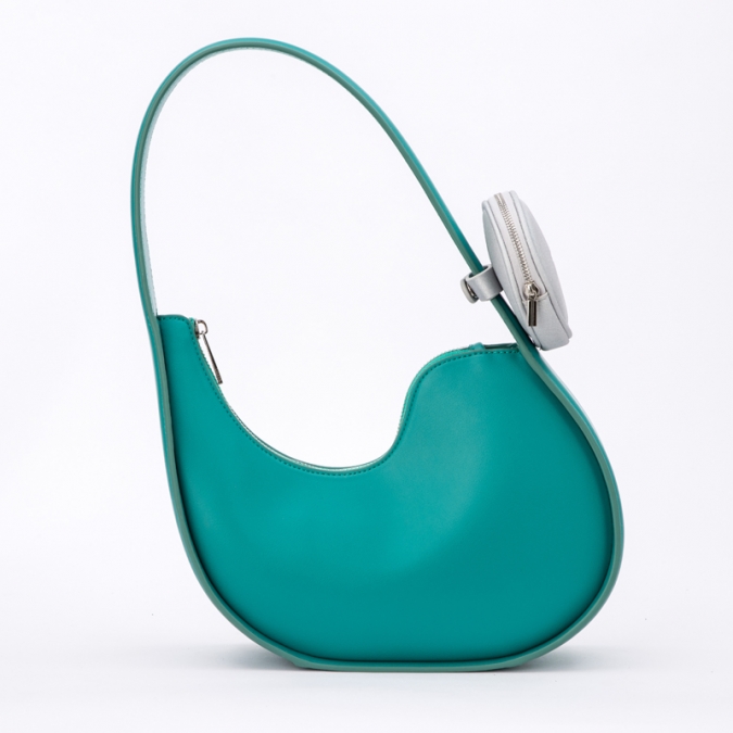 女性のショルダーバッグライトグリーンホーボーユニークなデザインの財布と小さなポーチ 