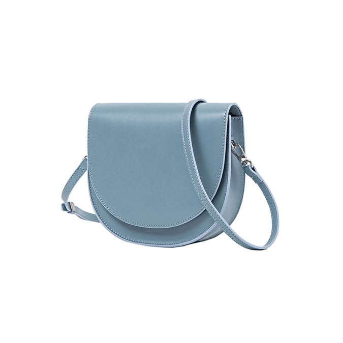 女性のためのブルー女性の本物の革のトップハンドルショルダーハンドバッグ 