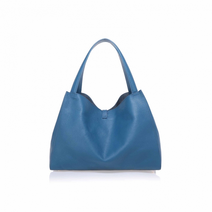 ホットデザイン大女性の青い革のトートハンドバッグのバッグ 