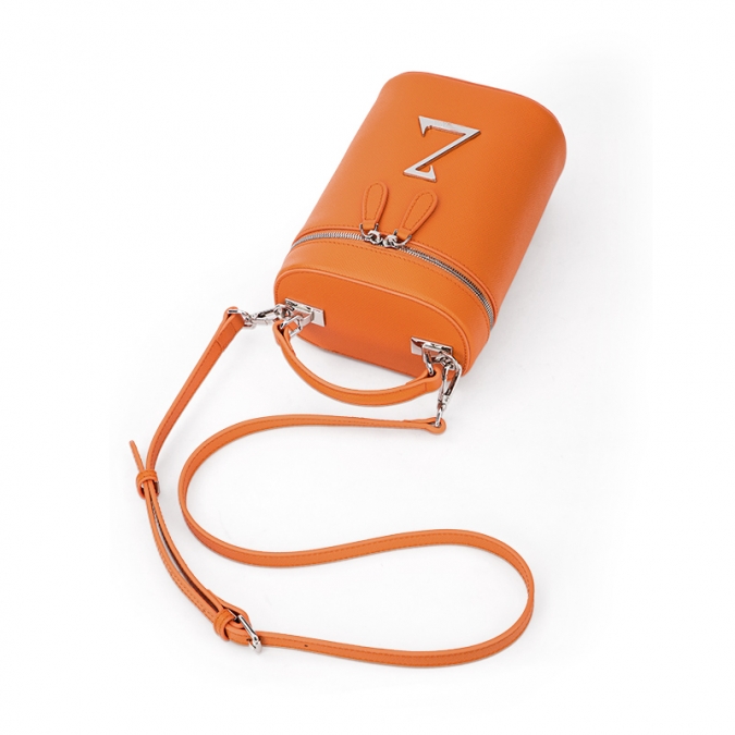 カスタムロゴ付きの女性のための2021オレンジ色の本革バケットバッグ 
