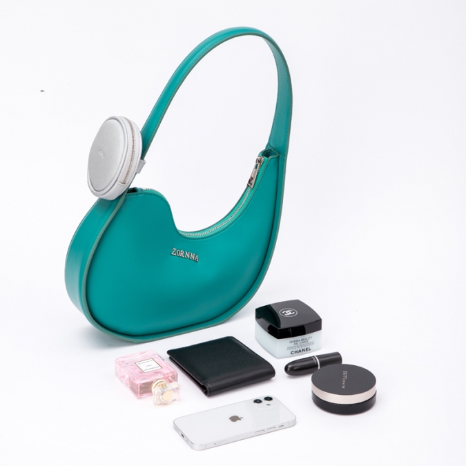 女性のショルダーバッグライトグリーンホーボーユニークなデザインの財布と小さなポーチ 